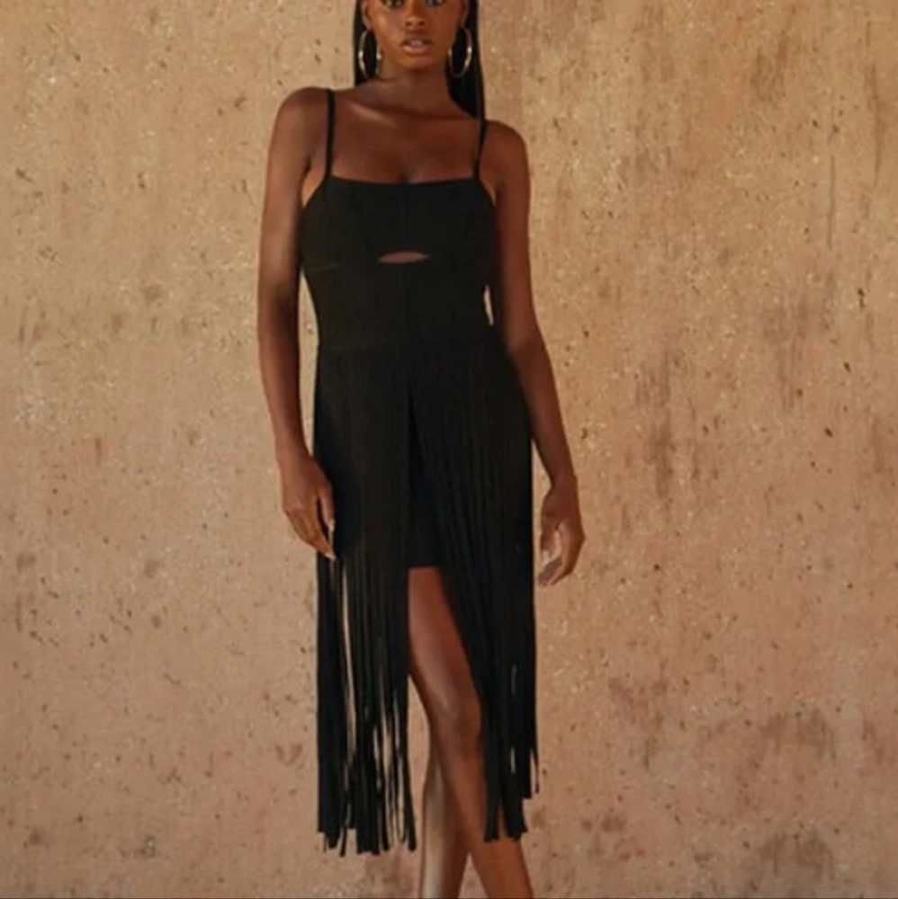Herve' Le'ger x F21 Knit Bandage Dress with Fringe